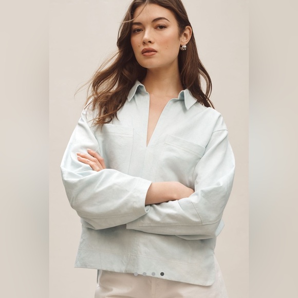 By Anthropologie Collared Patch Pocket Utility Popover Top - XS - NWT - Picture 4 of 14